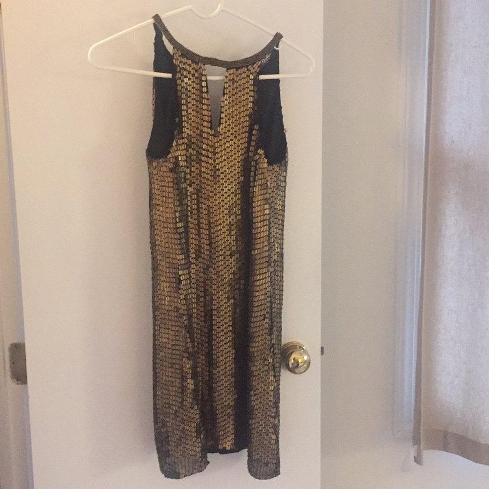 Parker Black Label gold sequined cocktail dress